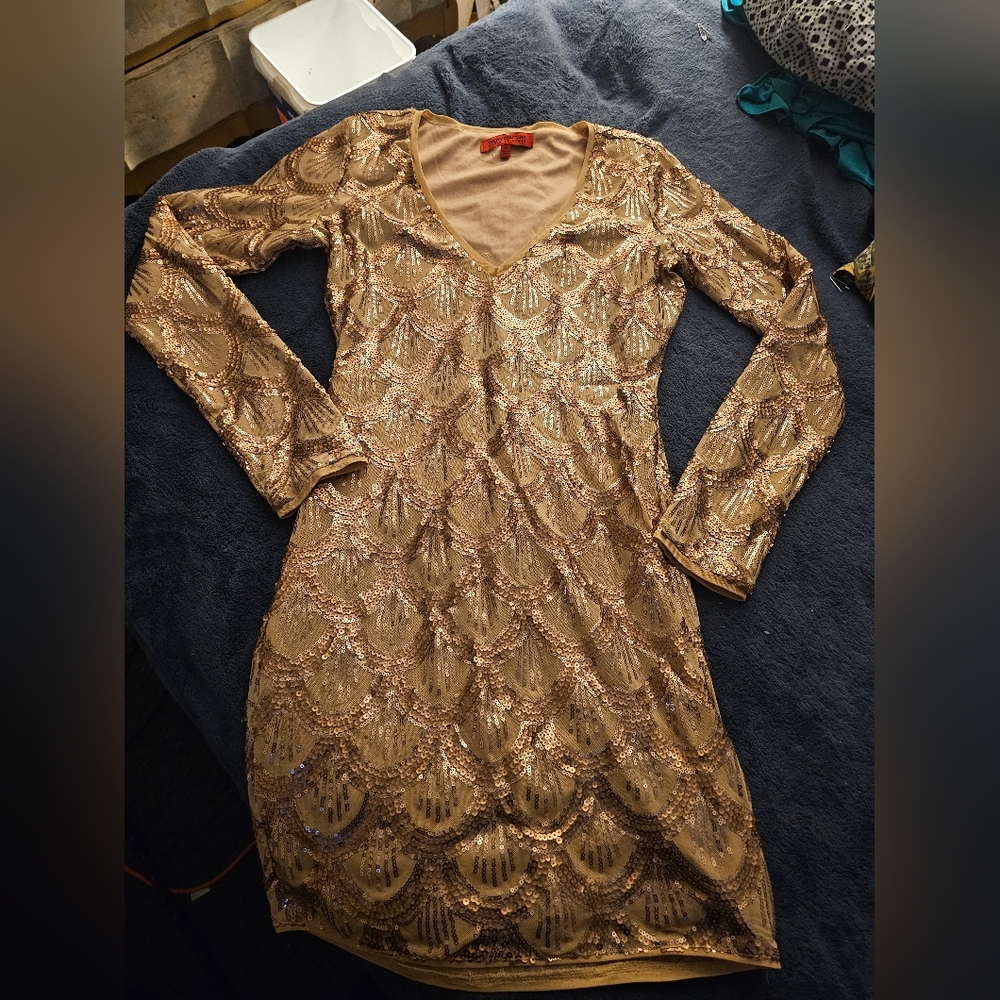 Elegant Gold Sequin Dress